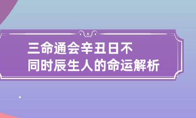 三命通会 辛丑日不同时辰生人的命运解析