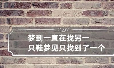 梦到一直在找另一只鞋 梦见只找到了一个只鞋,到处找另一只