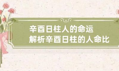 辛酉日柱人的命运解析 辛酉日柱的人命比较苦