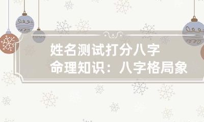 姓名测试打分 八字命理知识：八字格局象法