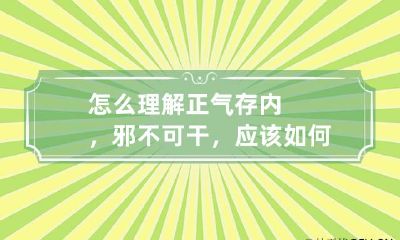 怎么理解正气存内，邪不可干，应该如何遵守