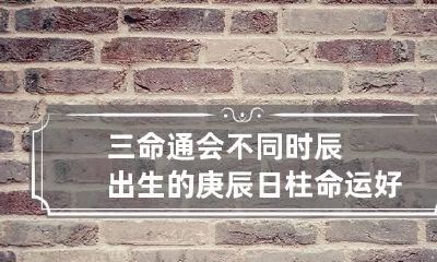 三命通会 不同时辰出生的庚辰日柱命运好吗