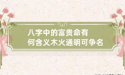 八字中的富贵命有何含义 木火通明可争名利