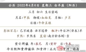 2022年三月初六各个时辰吉凶一览，时辰宜忌查询