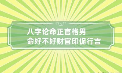 八字论命 正官格男命好不好 财官印促行吉运得名利