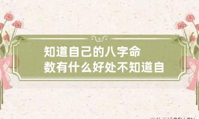 知道自己的八字命数有什么好处 不知道自己八字的人命好吗