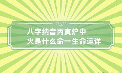 八字纳音 丙寅炉中火是什么命 一生命运详解