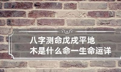 八字测命 戊戌平地木是什么命 一生命运详解