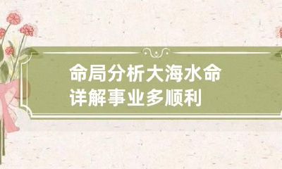 命局分析 大海水命详解 事业多顺利