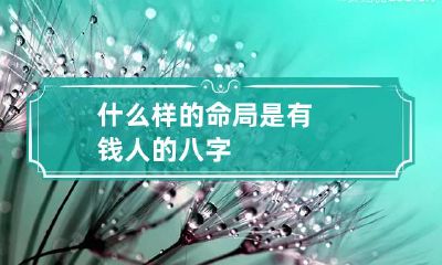 什么样的命局 是有钱人的八字