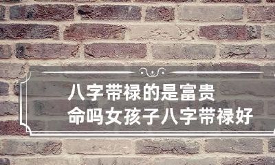 八字带禄的是富贵命吗 女孩子八字带禄好吗