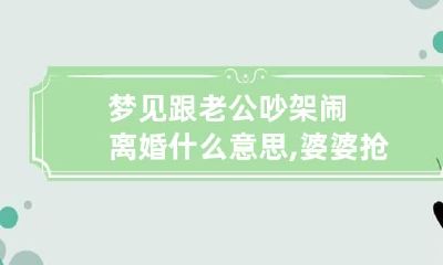 梦见跟老公吵架闹离婚什么意思,婆婆抢孩子