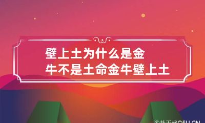 壁上土为什么是金牛不是土命 金牛 壁上土命