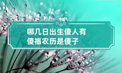 哪几日出生傻人有傻福 农历是傻子