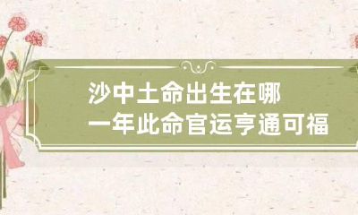 沙中土命出生在哪一年 此命官运亨通可福泽百姓