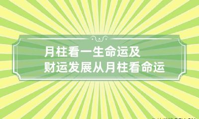 月柱看一生命运及财运发展 从月柱看命运准吗