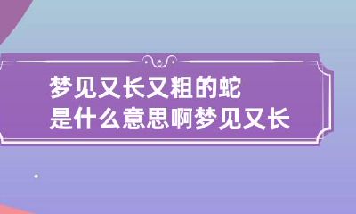 梦见又长又粗的蛇是什么意思啊 梦见又长又粗的蛇是什么意思啊请解梦