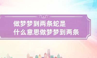 做梦梦到两条蛇是什么意思做梦梦到两条蛇是什么意思