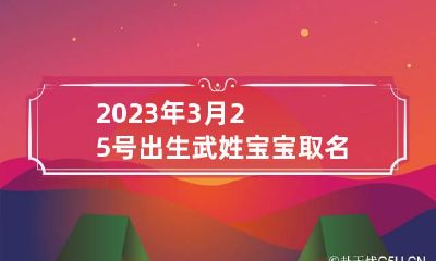 2023年3月25号出生武姓宝宝取名叫什么 2023年出生宝宝五行属什么