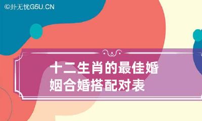 十二生肖的最佳婚姻合婚搭配对表
