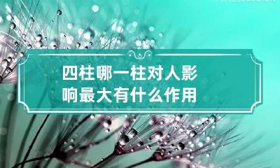 四柱哪一柱对人影响最大 有什么作用