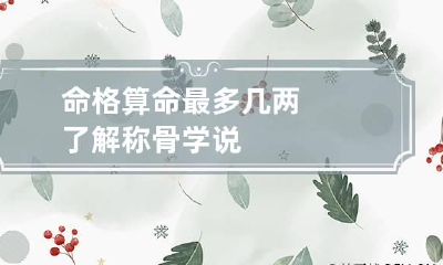 命格算命最多几两 了解称骨学说