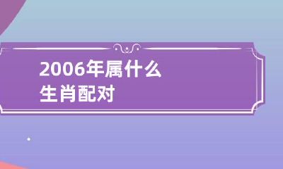2006年属什么生肖配对