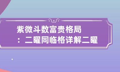紫微斗数富贵格局：二曜同临格详解 二曜同临格,命宫空宫