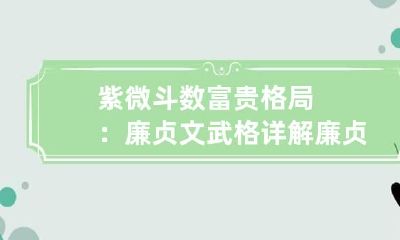 紫微斗数富贵格局：廉贞文武格详解 廉贞一变贪巨武,文武全才登宰辅