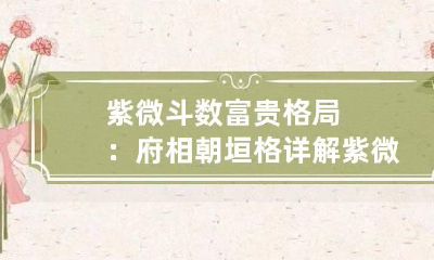 紫微斗数富贵格局：府相朝垣格详解 紫微斗数府相朝垣格特点