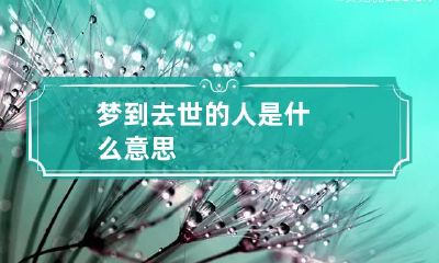 梦到去世的人是什么意思