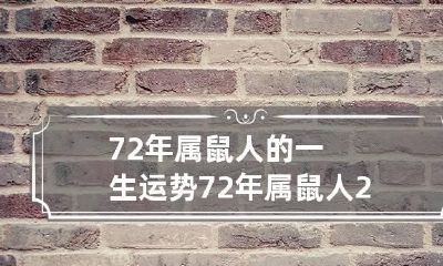 72年属鼠人的一生运势 72年属鼠人2023年每月运程