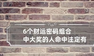 6个财运密码组合 中大奖的人命中注定有财运吗