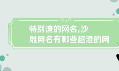 特别渣的网名,沙雕网名有哪些? 超渣的网名