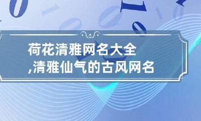 荷花清雅网名大全,清雅仙气的古风网名有哪些?
