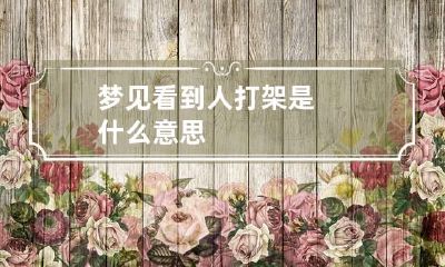 梦见看到人打架是什么意思