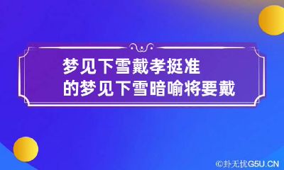 梦见下雪戴孝挺准的 梦见下雪暗喻将要戴孝