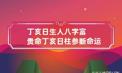 丁亥日生人八字富贵命 丁亥日柱参断命运