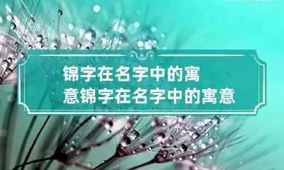 锦字在名字中的寓意 锦字在名字中的寓意女孩名字