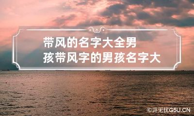 带风的名字大全男孩 带风字的男孩名字大全