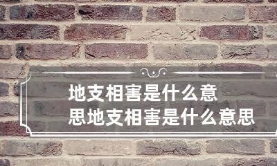 地支相害是什么意思 地支相害是什么意思?