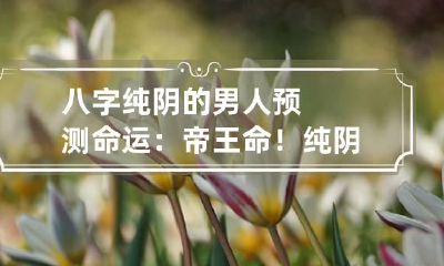 八字纯阴的男人预测命运：帝王命！纯阴八字对命主有何影响