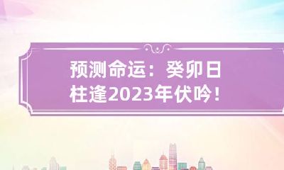 预测命运：癸卯日柱逢2023年伏吟！分析什么是伏吟