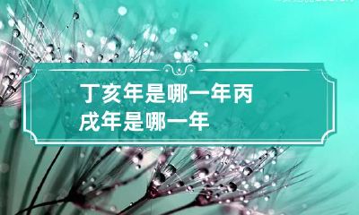 丁亥年是哪一年 丙戌年是哪一年