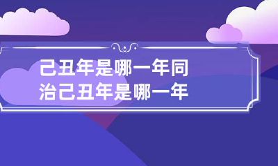 己丑年是哪一年 同治己丑年是哪一年