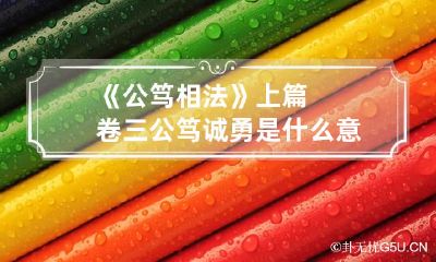 《公笃相法》上篇卷三 公笃诚勇是什么意思