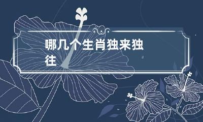 哪几个生肖独来独往