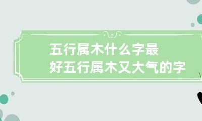 五行属木什么字最好 五行属木又大气的字