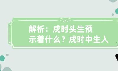 解析：戌时头生预示着什么？ 戌时中生人是什么意思