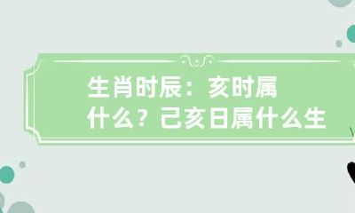 生肖时辰：亥时属什么？ 己亥日属什么生肖